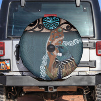New Zealand Tui Bird Maripi Spare Tire Cover Maori Weapon Kowhaiwhai Pattern