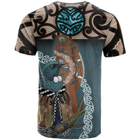 New Zealand Tui Bird Maripi T Shirt Maori Weapon Kowhaiwhai Pattern
