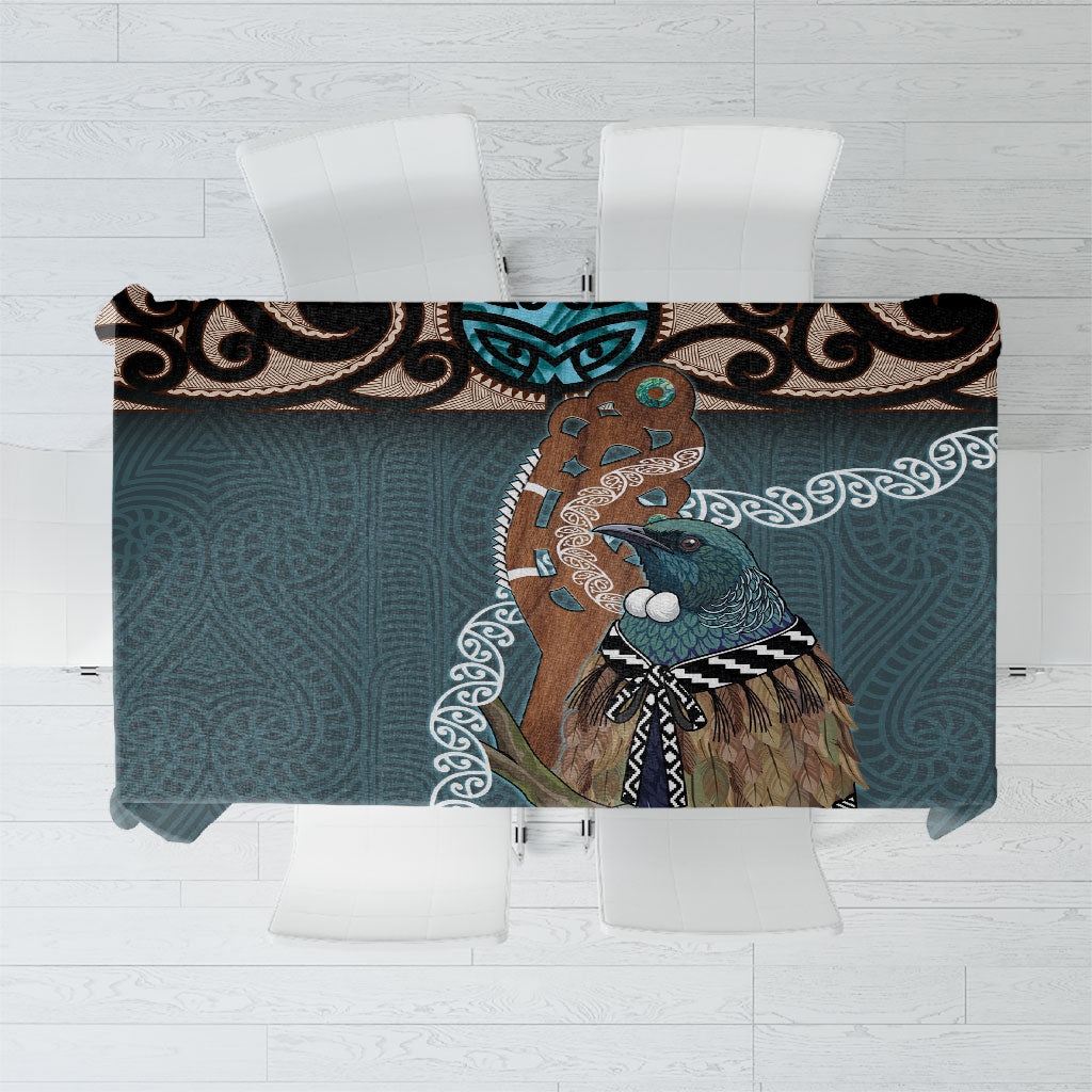 New Zealand Tui Bird Maripi Tablecloth Maori Weapon Kowhaiwhai Pattern
