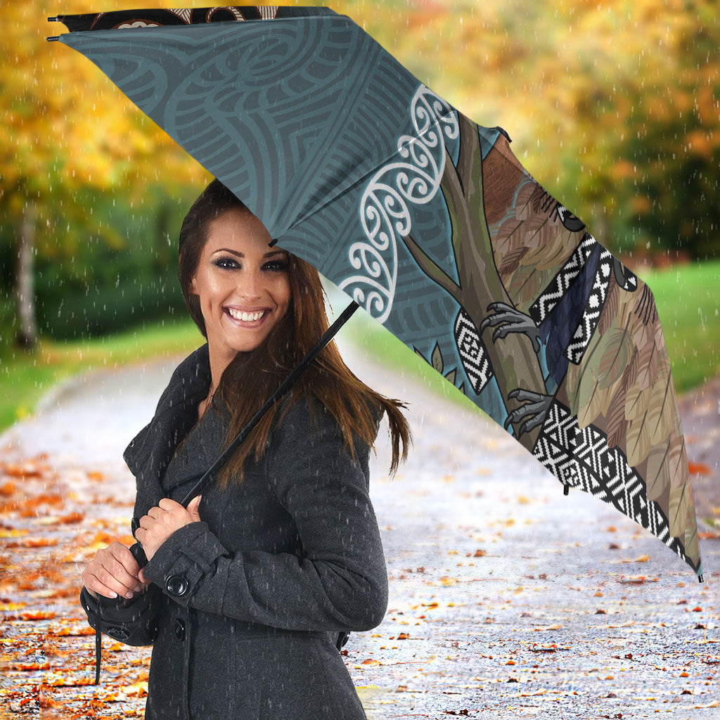 New Zealand Tui Bird Maripi Umbrella Maori Weapon Kowhaiwhai Pattern