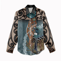New Zealand Tui Bird Maripi Women Casual Shirt Maori Weapon Kowhaiwhai Pattern