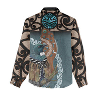 New Zealand Tui Bird Maripi Women Casual Shirt Maori Weapon Kowhaiwhai Pattern