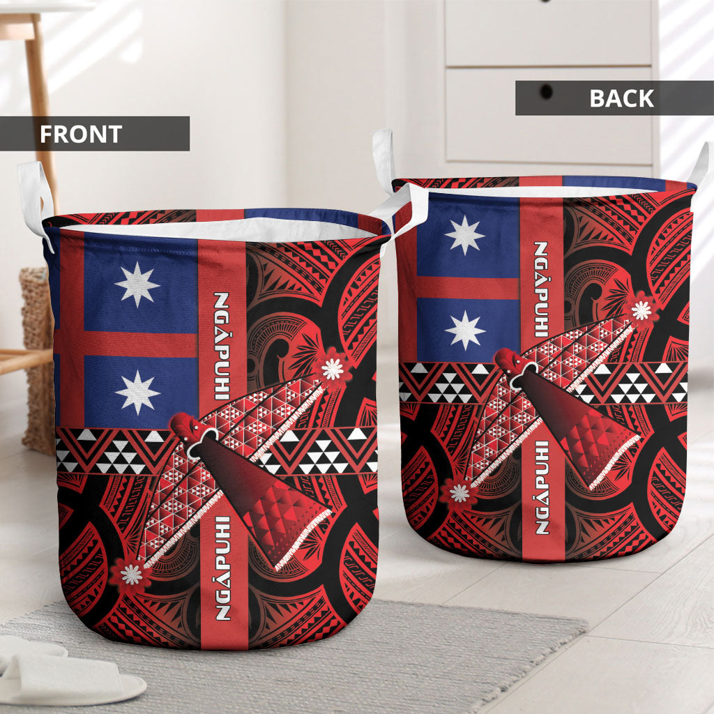 Aotearoa Iwi Ngapuhi Laundry Basket Tuhoronuku Kite United Tribes Flag Maori Pattern