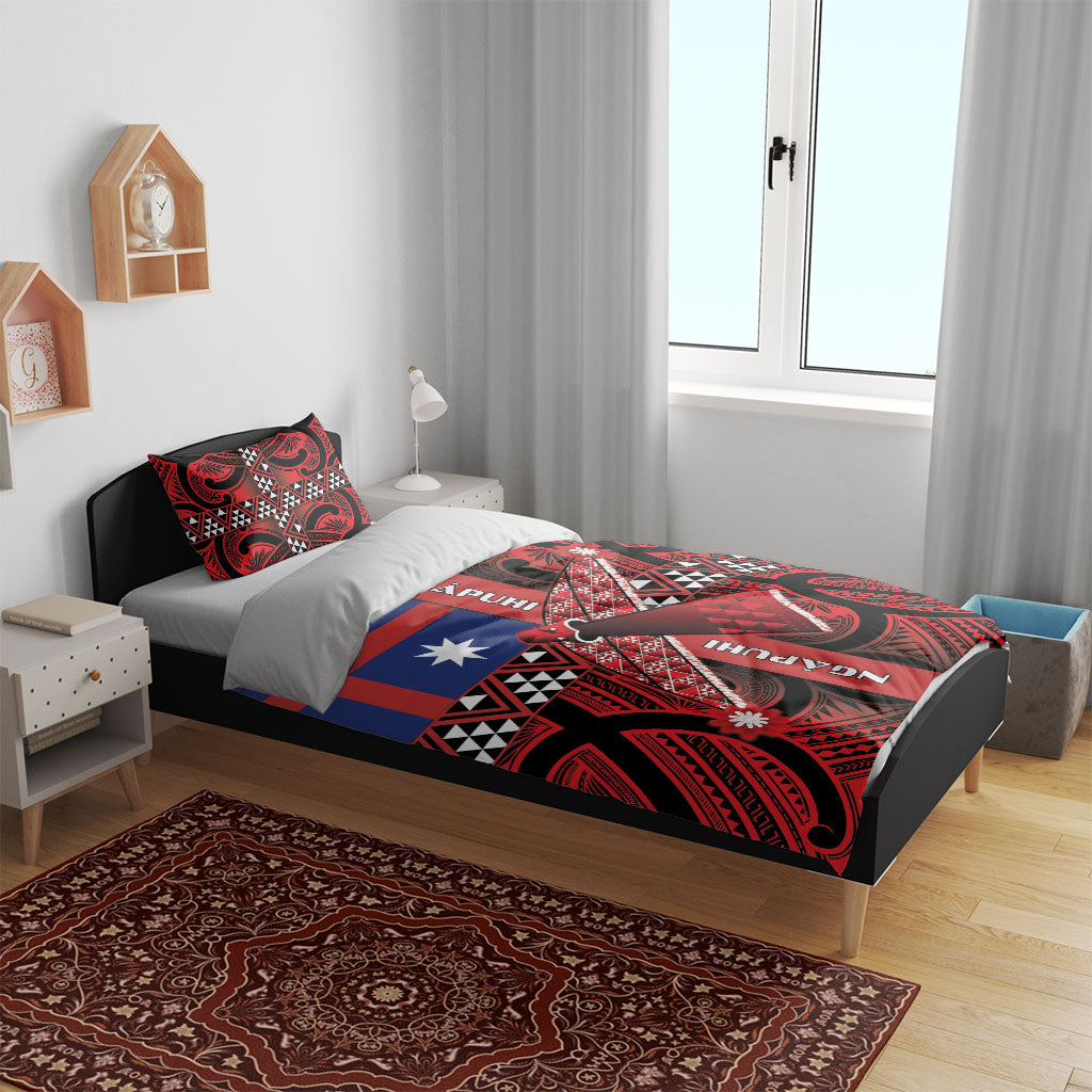 Aotearoa Iwi Ngapuhi Bedding Set Tuhoronuku Kite United Tribes Flag Maori Pattern