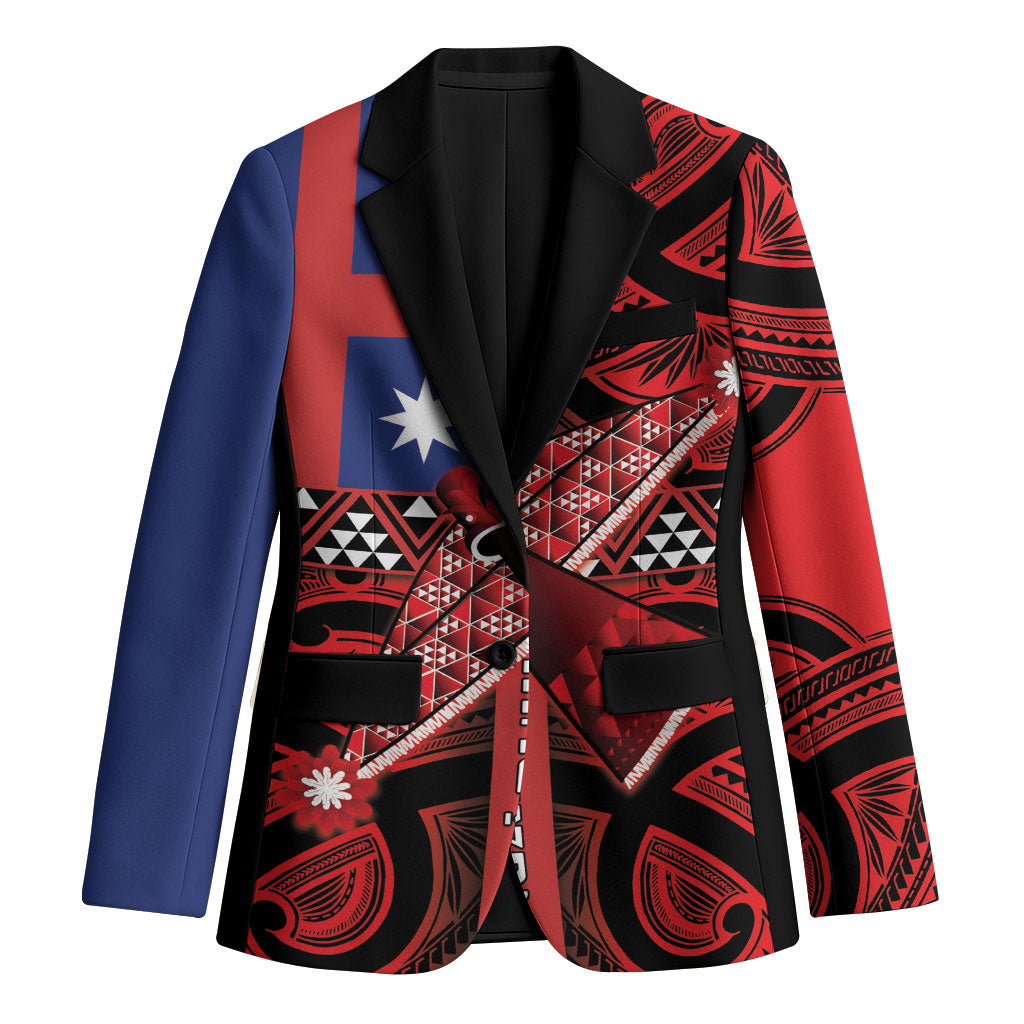 Aotearoa Iwi Ngapuhi Blazer Tuhoronuku Kite United Tribes Flag Maori Pattern LT22 Unisex Red - Polynesian Pride