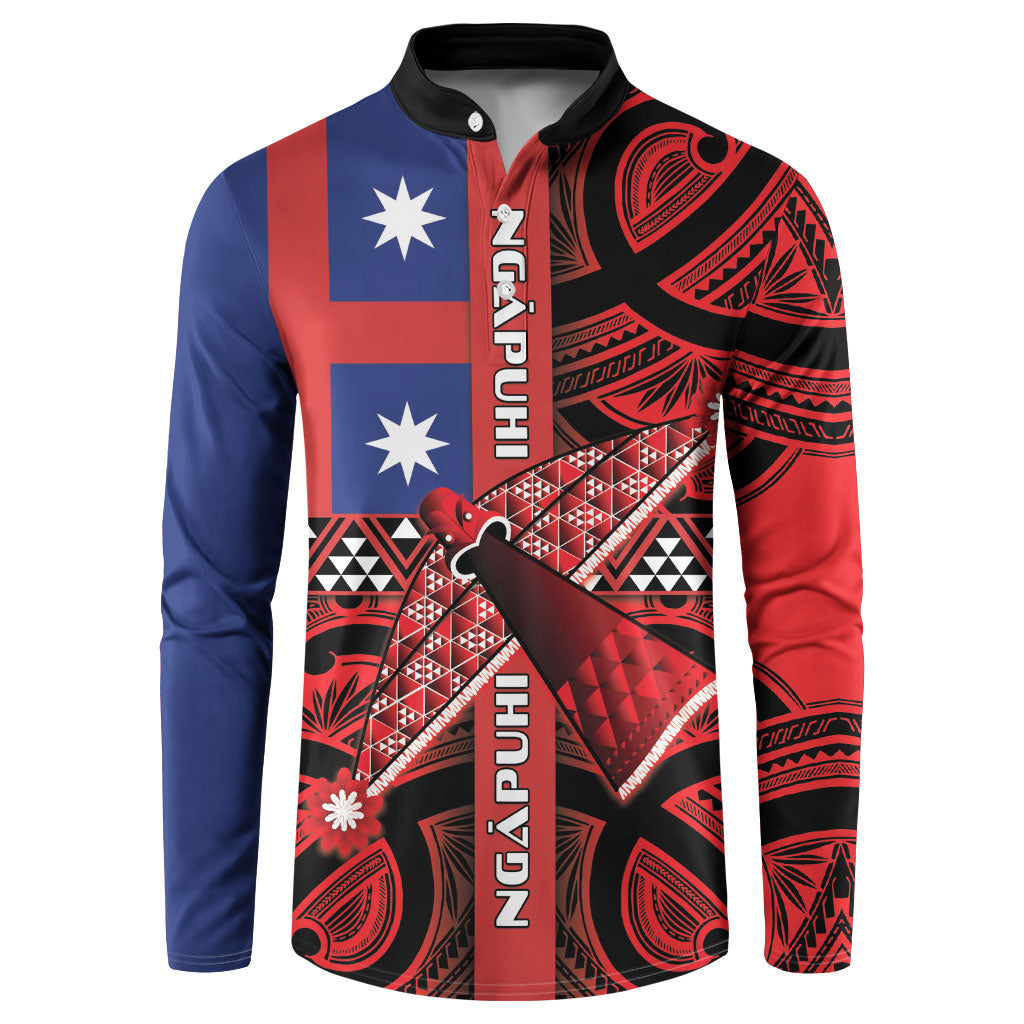 Aotearoa Iwi Ngapuhi Button Sweatshirt Tuhoronuku Kite United Tribes Flag Maori Pattern