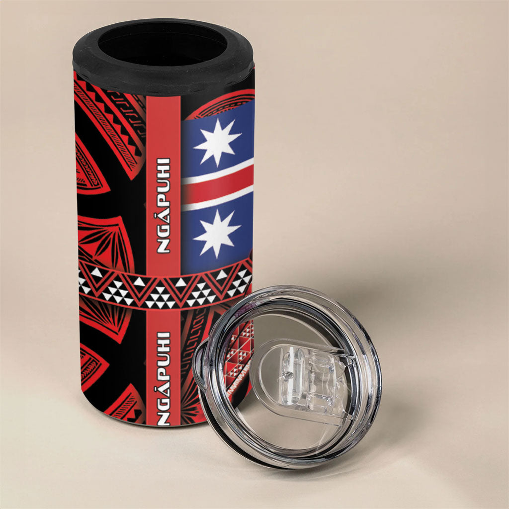 Aotearoa Iwi Ngapuhi 4 in 1 Can Cooler Tumbler Tuhoronuku Kite United Tribes Flag Maori Pattern