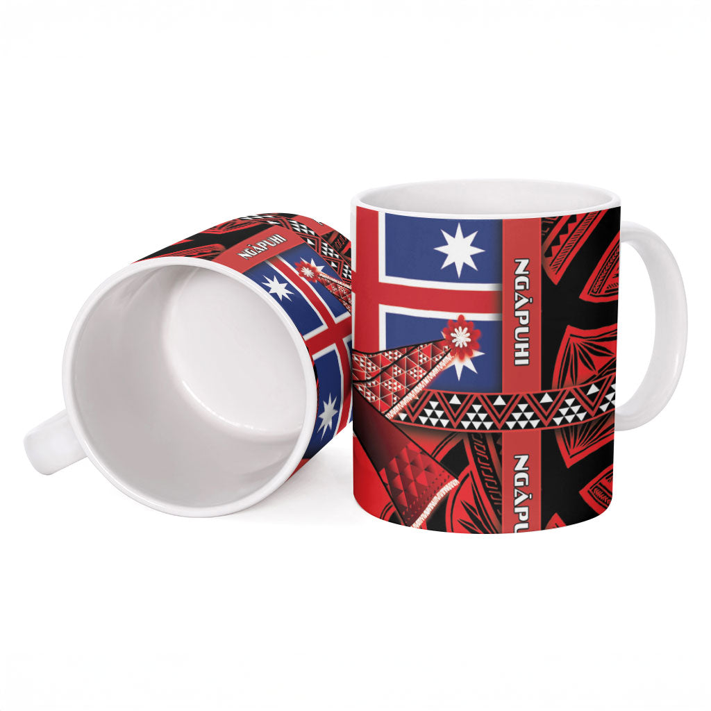 Aotearoa Iwi Ngapuhi Ceramic Mug Tuhoronuku Kite United Tribes Flag Maori Pattern
