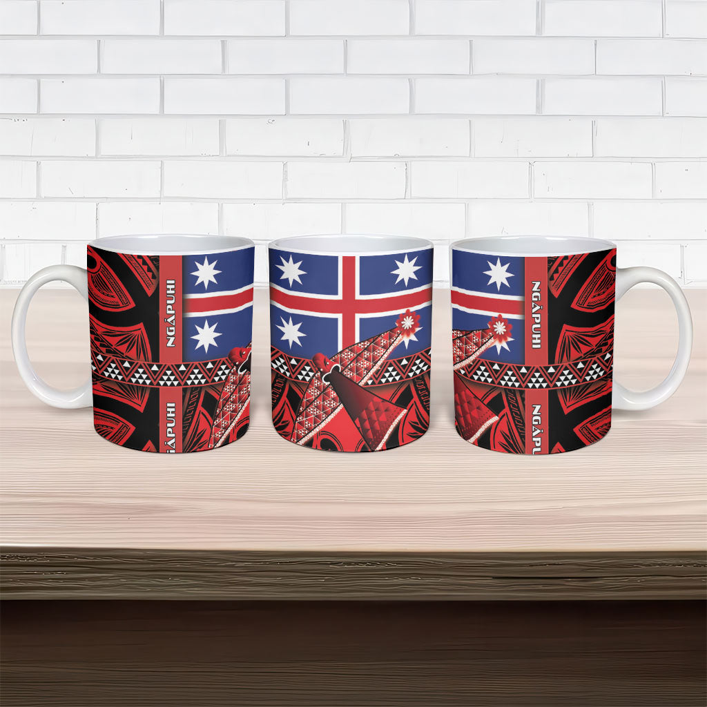 Aotearoa Iwi Ngapuhi Ceramic Mug Tuhoronuku Kite United Tribes Flag Maori Pattern