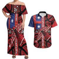 Aotearoa Iwi Ngapuhi Couples Matching Off Shoulder Maxi Dress and Hawaiian Shirt Tuhoronuku Kite United Tribes Flag Maori Pattern