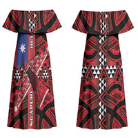 Aotearoa Iwi Ngapuhi Couples Matching Off Shoulder Maxi Dress and Long Sleeve Button Shirt Tuhoronuku Kite United Tribes Flag Maori Pattern