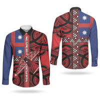 Aotearoa Iwi Ngapuhi Couples Matching Off Shoulder Short Dress and Long Sleeve Button Shirt Tuhoronuku Kite United Tribes Flag Maori Pattern
