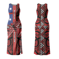Aotearoa Iwi Ngapuhi Couples Matching Tank Maxi Dress and Long Sleeve Button Shirt Tuhoronuku Kite United Tribes Flag Maori Pattern