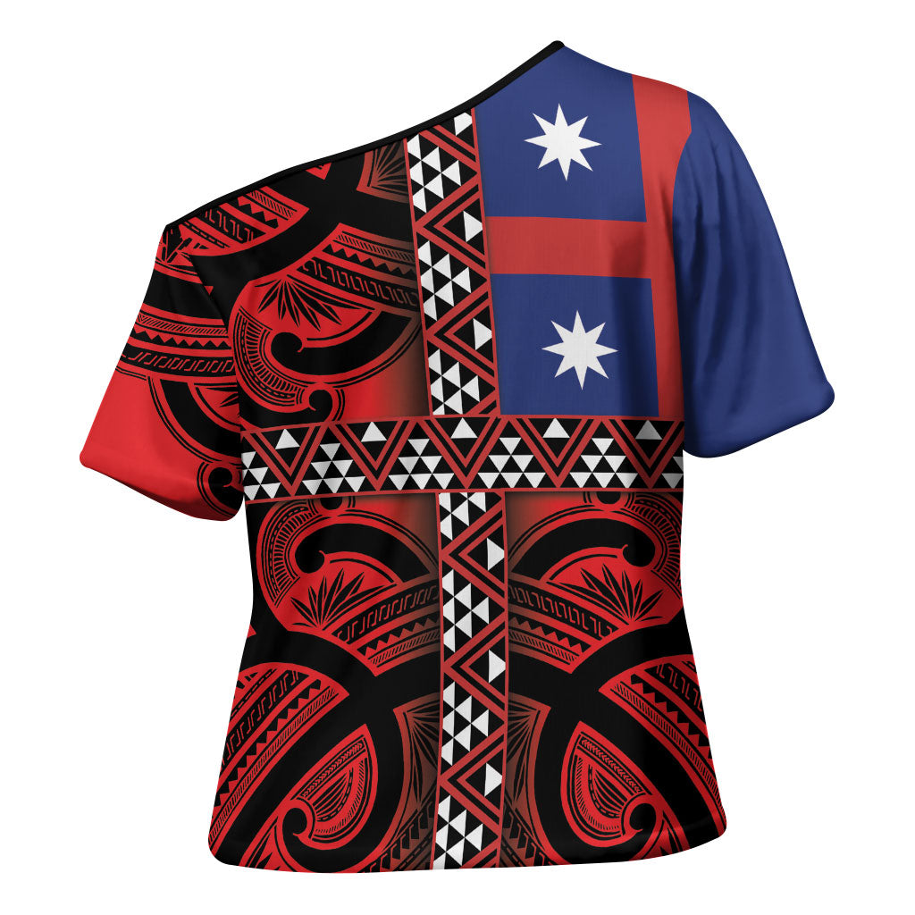 Aotearoa Iwi Ngapuhi Cross Shoulder Shirt Tuhoronuku Kite United Tribes Flag Maori Pattern