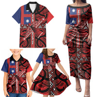 Aotearoa Iwi Ngapuhi Family Matching Puletasi and Hawaiian Shirt Tuhoronuku Kite United Tribes Flag Maori Pattern