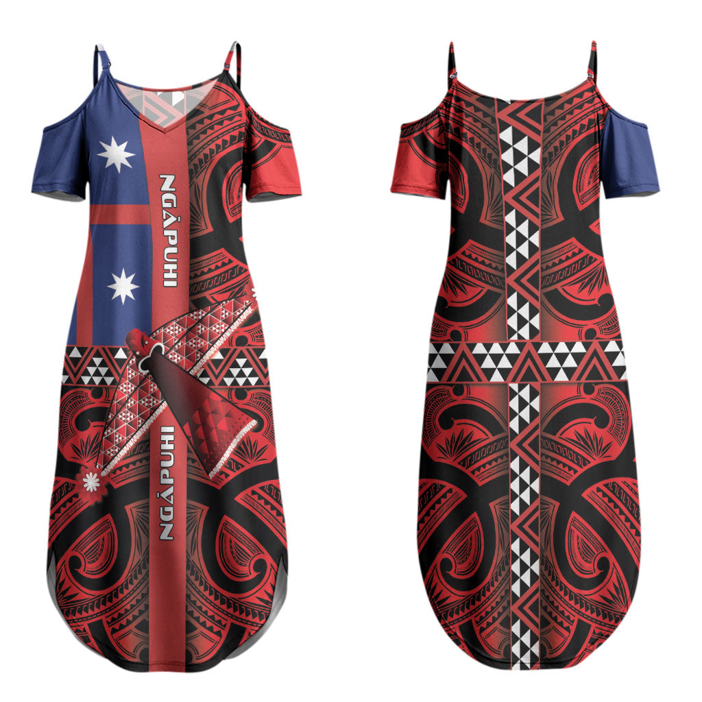 Aotearoa Iwi Ngapuhi Family Matching Summer Maxi Dress and Hawaiian Shirt Tuhoronuku Kite United Tribes Flag Maori Pattern