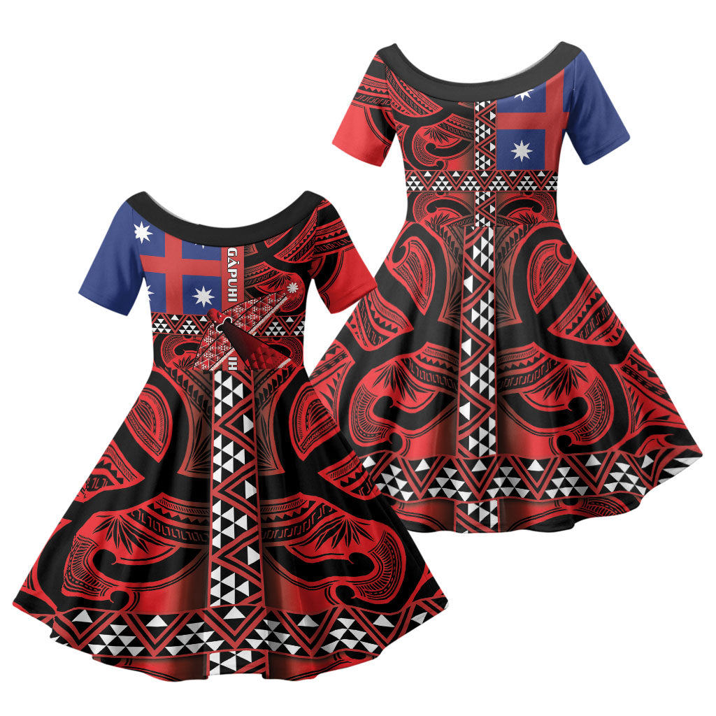 Aotearoa Iwi Ngapuhi Family Matching Summer Maxi Dress and Hawaiian Shirt Tuhoronuku Kite United Tribes Flag Maori Pattern