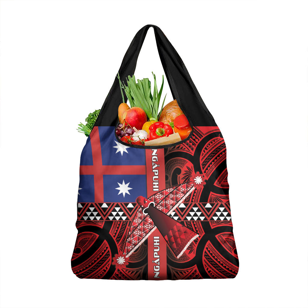 Aotearoa Iwi Ngapuhi Grocery Bag Tuhoronuku Kite United Tribes Flag Maori Pattern