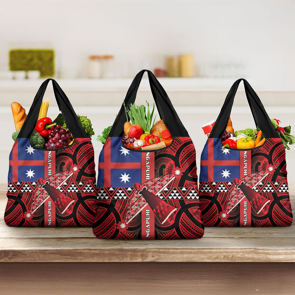Aotearoa Iwi Ngapuhi Grocery Bag Tuhoronuku Kite United Tribes Flag Maori Pattern