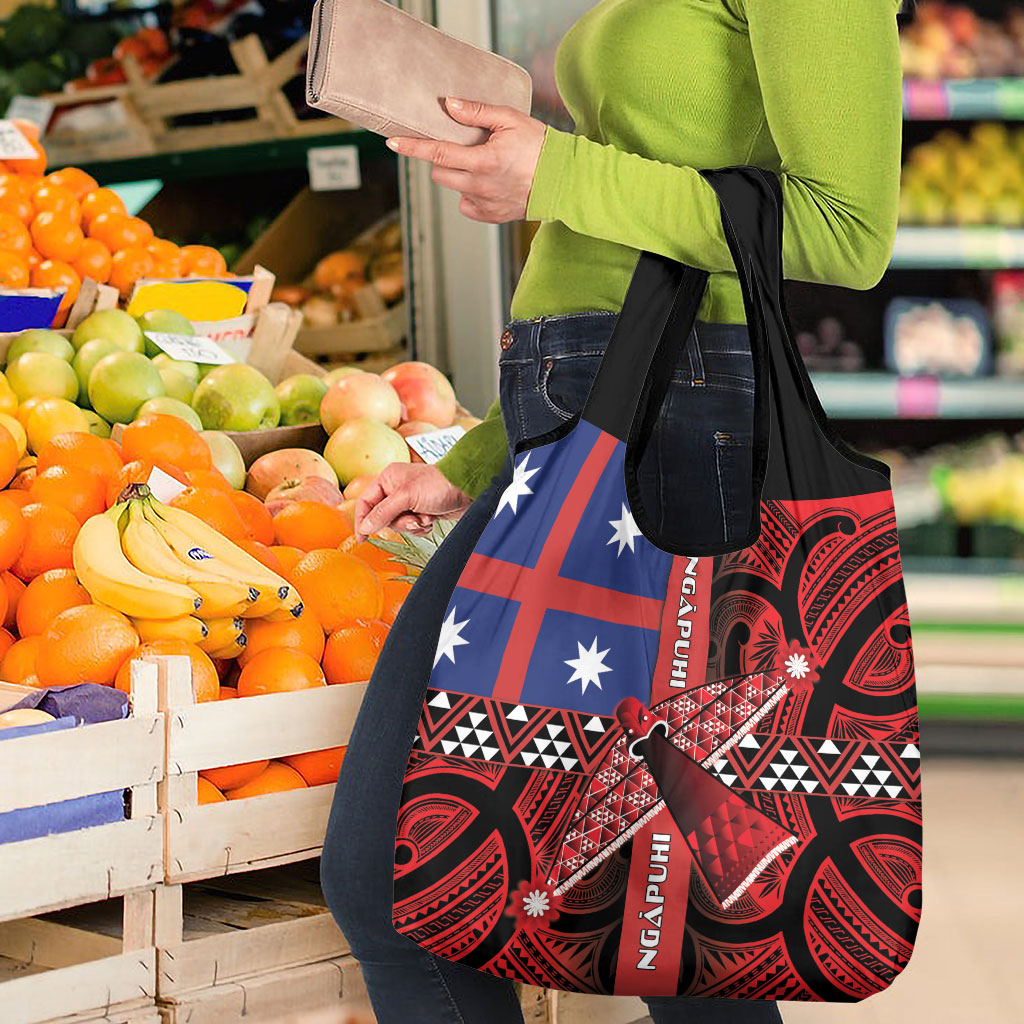 Aotearoa Iwi Ngapuhi Grocery Bag Tuhoronuku Kite United Tribes Flag Maori Pattern