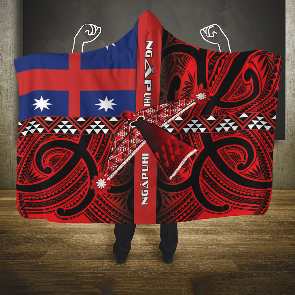 Aotearoa Iwi Ngapuhi Hooded Blanket Tuhoronuku Kite United Tribes Flag Maori Pattern