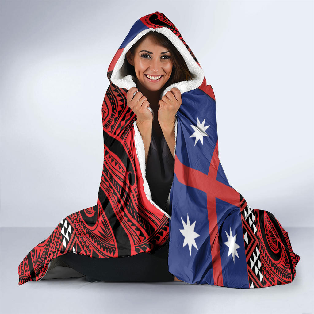 Aotearoa Iwi Ngapuhi Hooded Blanket Tuhoronuku Kite United Tribes Flag Maori Pattern