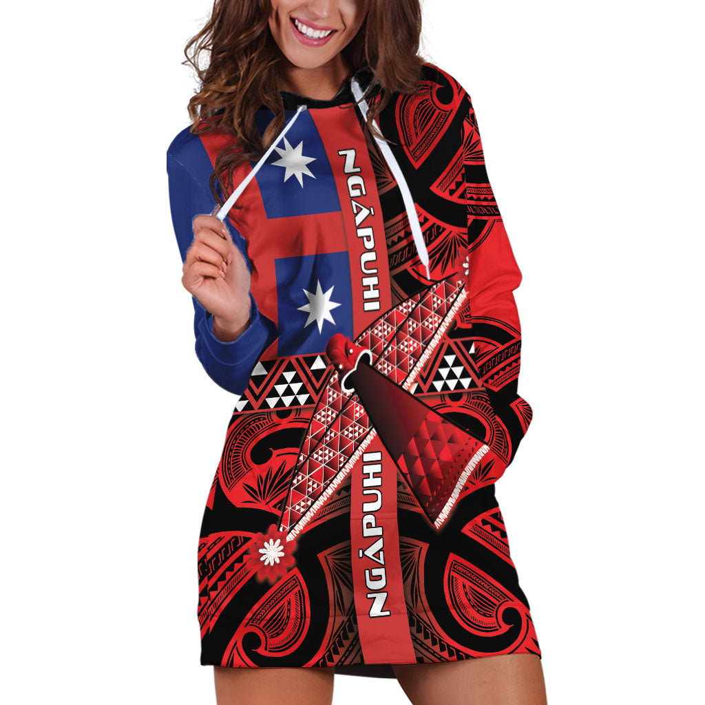 Aotearoa Iwi Ngapuhi Hoodie Dress Tuhoronuku Kite United Tribes Flag Maori Pattern