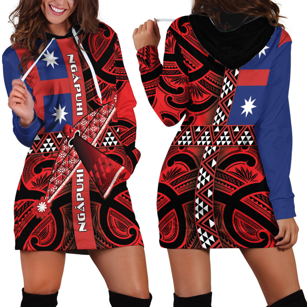 Aotearoa Iwi Ngapuhi Hoodie Dress Tuhoronuku Kite United Tribes Flag Maori Pattern