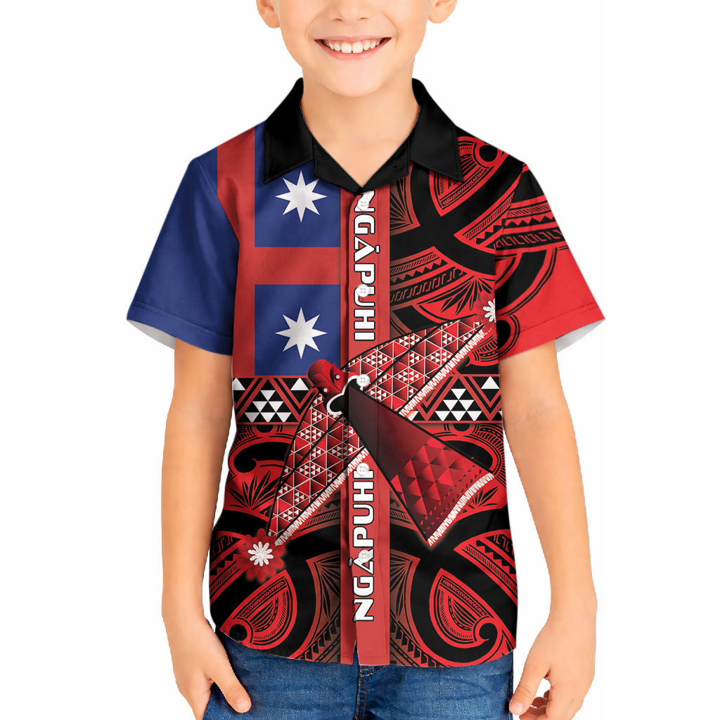 Aotearoa Iwi Ngapuhi Kid Hawaiian Shirt Tuhoronuku Kite United Tribes Flag Maori Pattern