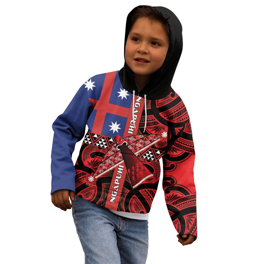 Aotearoa Iwi Ngapuhi Kid Hoodie Tuhoronuku Kite United Tribes Flag Maori Pattern