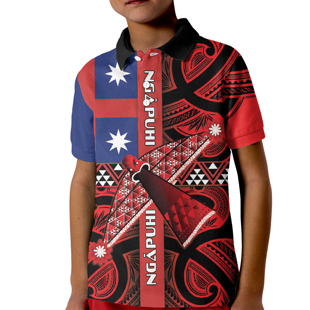 Aotearoa Iwi Ngapuhi Kid Polo Shirt Tuhoronuku Kite United Tribes Flag Maori Pattern