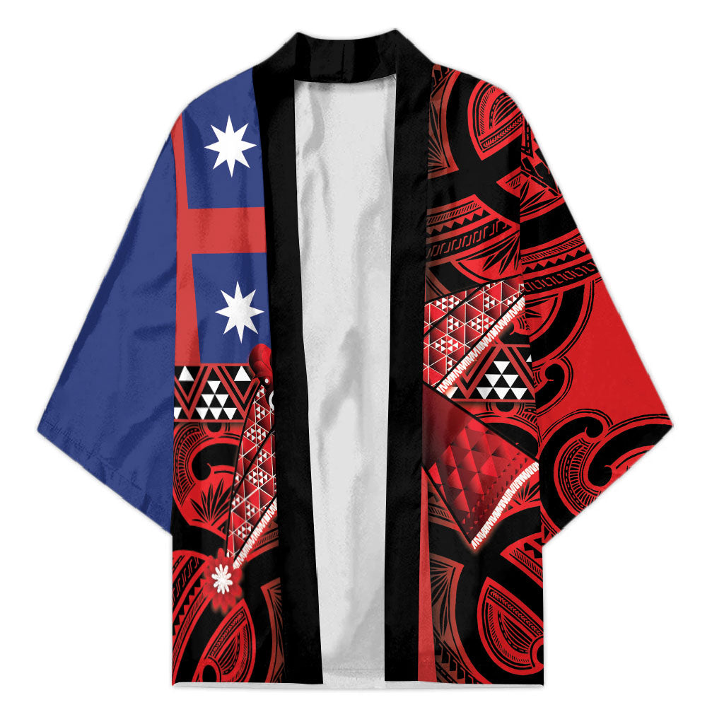 Aotearoa Iwi Ngapuhi Kimono Tuhoronuku Kite United Tribes Flag Maori Pattern LT22 Unisex Red - Polynesian Pride