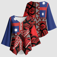 Aotearoa Iwi Ngapuhi Kimono Sleeve Blouse Tuhoronuku Kite United Tribes Flag Maori Pattern