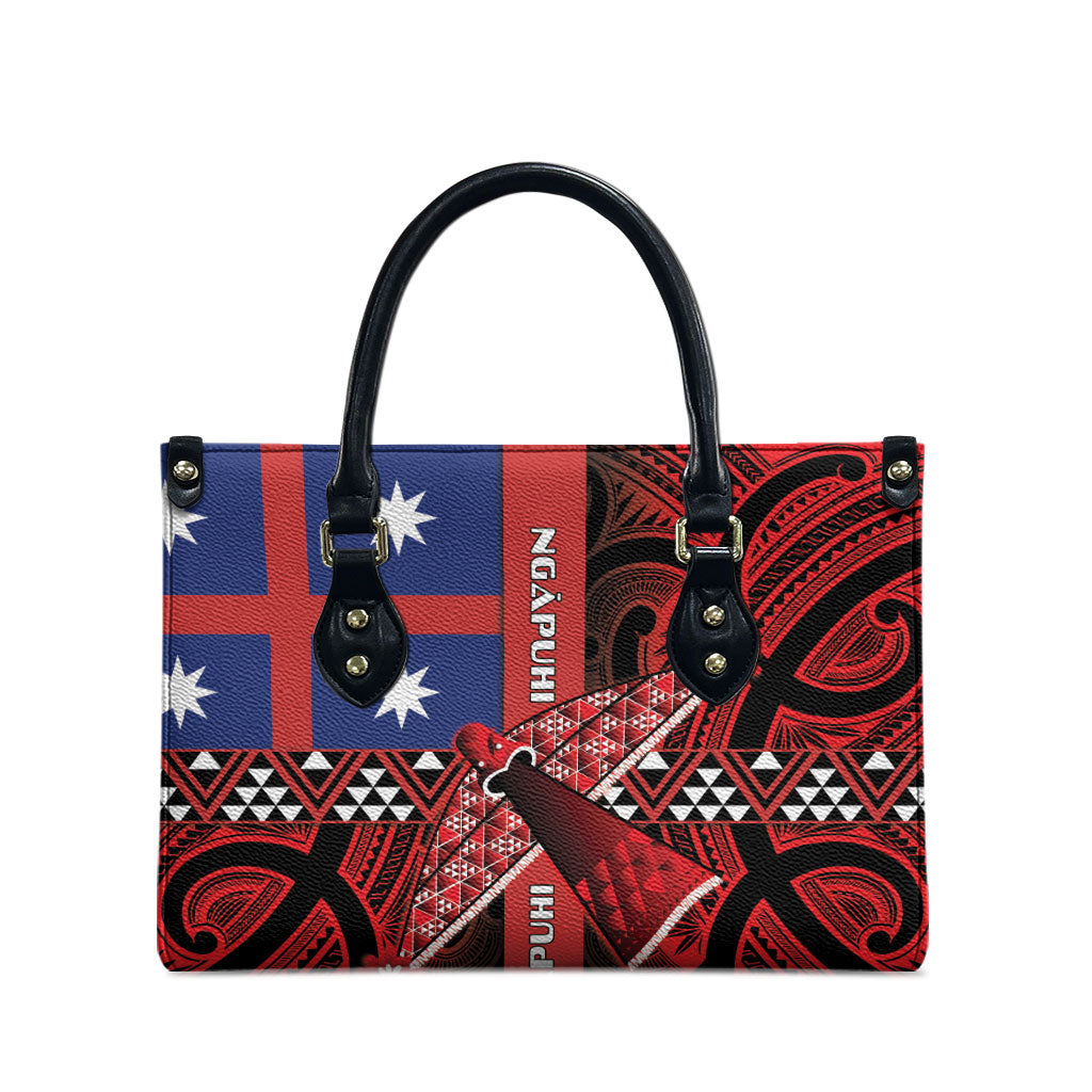 Aotearoa Iwi Ngapuhi Leather Bag Tuhoronuku Kite United Tribes Flag Maori Pattern