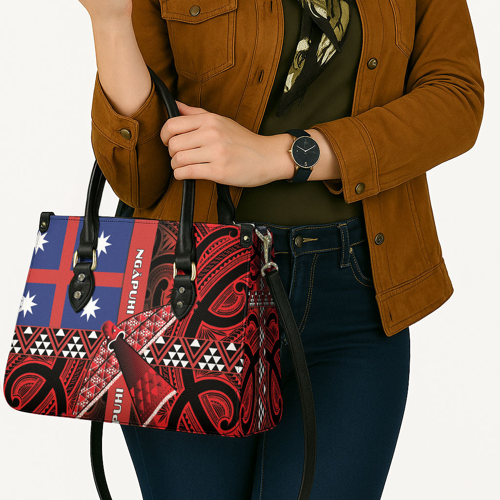 Aotearoa Iwi Ngapuhi Leather Bag Tuhoronuku Kite United Tribes Flag Maori Pattern