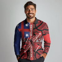 Aotearoa Iwi Ngapuhi Long Sleeve Polo Shirt Tuhoronuku Kite United Tribes Flag Maori Pattern