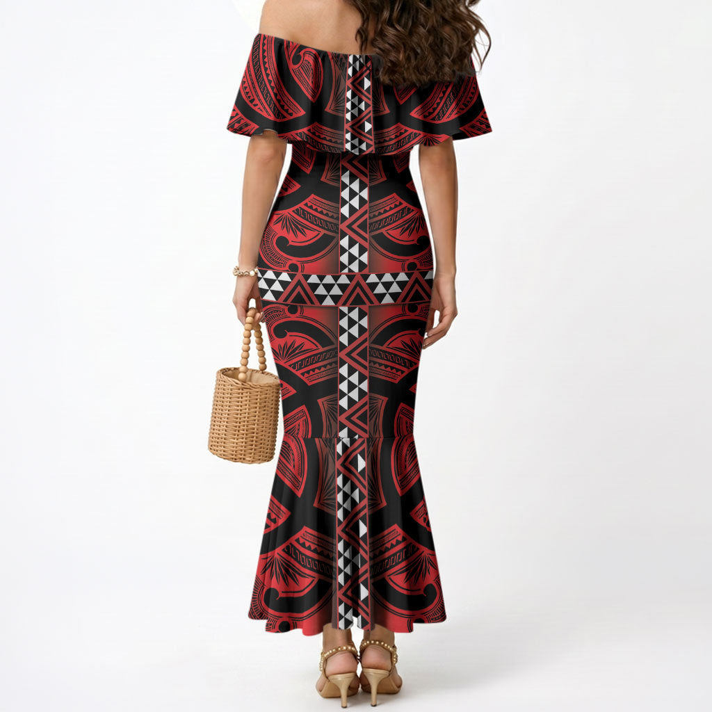Aotearoa Iwi Ngapuhi Mermaid Dress Tuhoronuku Kite United Tribes Flag Maori Pattern