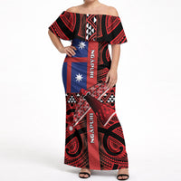 Aotearoa Iwi Ngapuhi Off Shoulder Maxi Dress Tuhoronuku Kite United Tribes Flag Maori Pattern