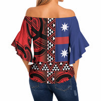 Aotearoa Iwi Ngapuhi Off Shoulder Wrap Waist Top Tuhoronuku Kite United Tribes Flag Maori Pattern
