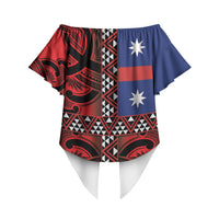 Aotearoa Iwi Ngapuhi Off Shoulder Wrap Waist Top Tuhoronuku Kite United Tribes Flag Maori Pattern