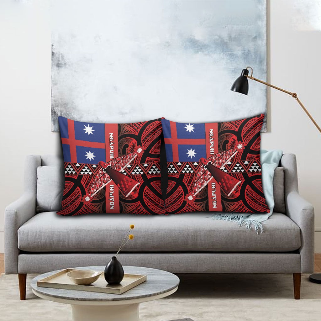 Aotearoa Iwi Ngapuhi Pillow Cover Tuhoronuku Kite United Tribes Flag Maori Pattern