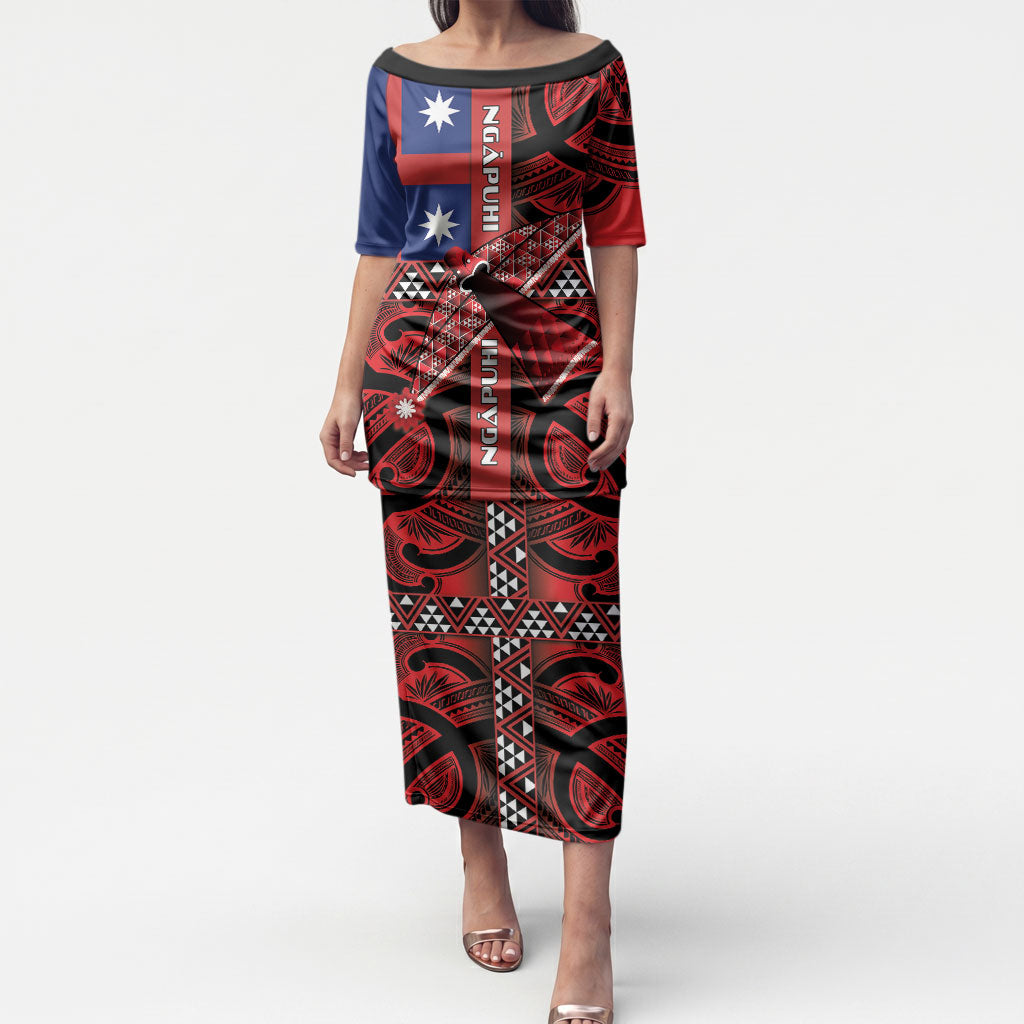Aotearoa Iwi Ngapuhi Puletasi Tuhoronuku Kite United Tribes Flag Maori Pattern LT22 Long Dress Red - Polynesian Pride