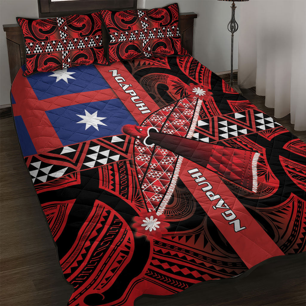 Aotearoa Iwi Ngapuhi Quilt Bed Set Tuhoronuku Kite United Tribes Flag Maori Pattern