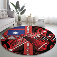 Aotearoa Iwi Ngapuhi Round Carpet Tuhoronuku Kite United Tribes Flag Maori Pattern
