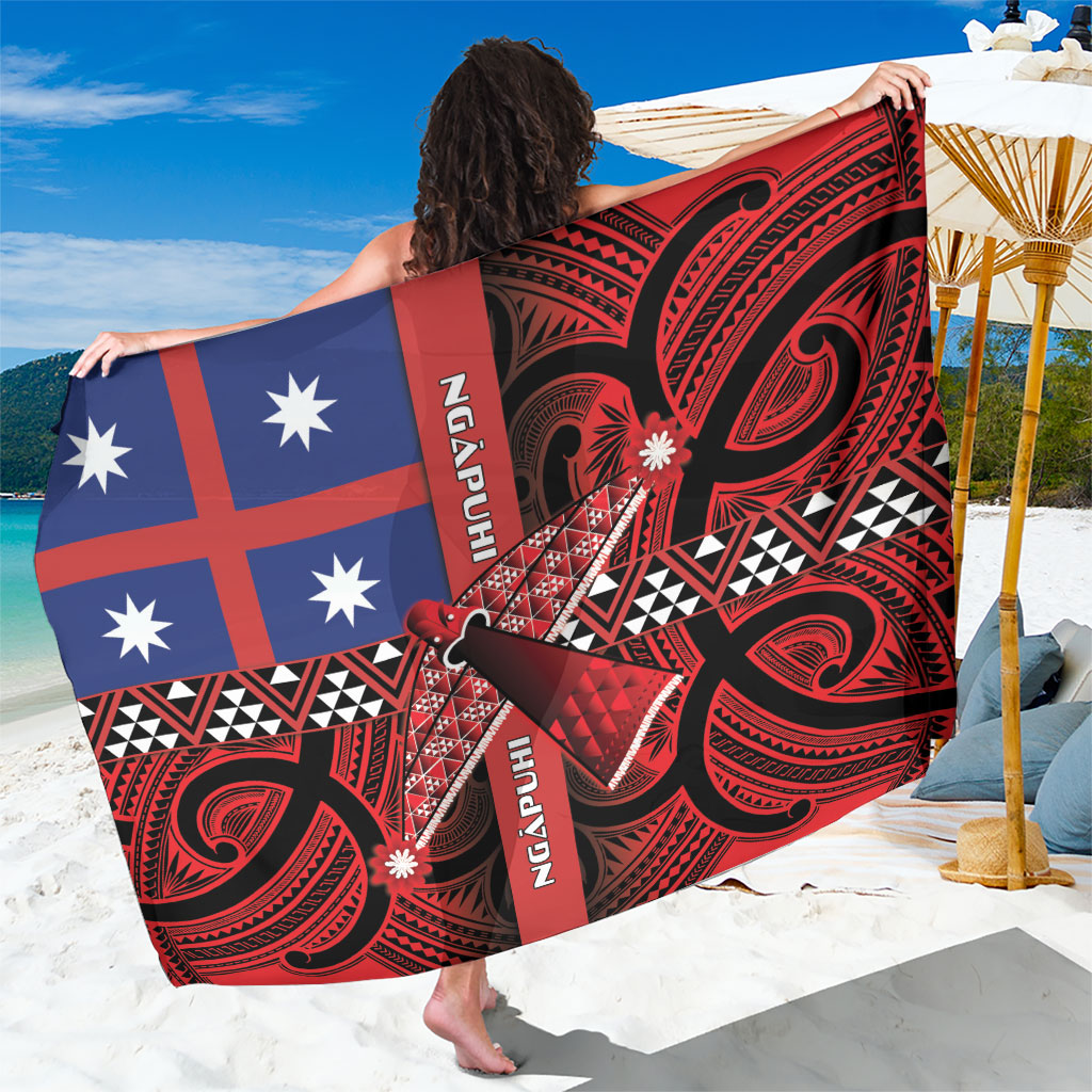 Aotearoa Iwi Ngapuhi Sarong Tuhoronuku Kite United Tribes Flag Maori Pattern LT22 One Size 44 x 66 inches Red - Polynesian Pride