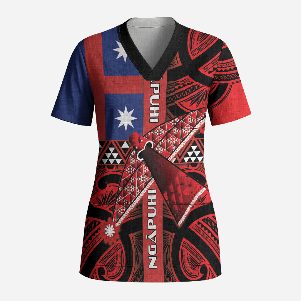 Aotearoa Iwi Ngapuhi Scrub Top Tuhoronuku Kite United Tribes Flag Maori Pattern