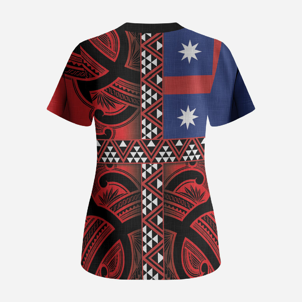 Aotearoa Iwi Ngapuhi Scrub Top Tuhoronuku Kite United Tribes Flag Maori Pattern