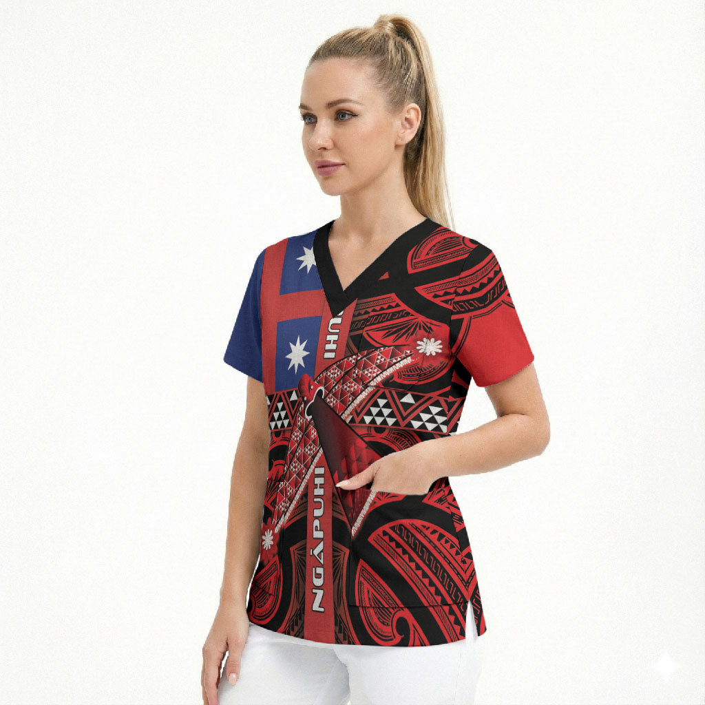 Aotearoa Iwi Ngapuhi Scrub Top Tuhoronuku Kite United Tribes Flag Maori Pattern