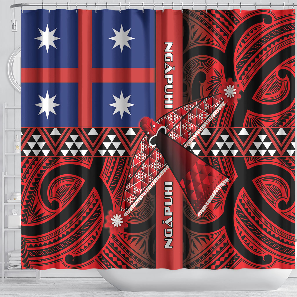 Aotearoa Iwi Ngapuhi Shower Curtain Tuhoronuku Kite United Tribes Flag Maori Pattern