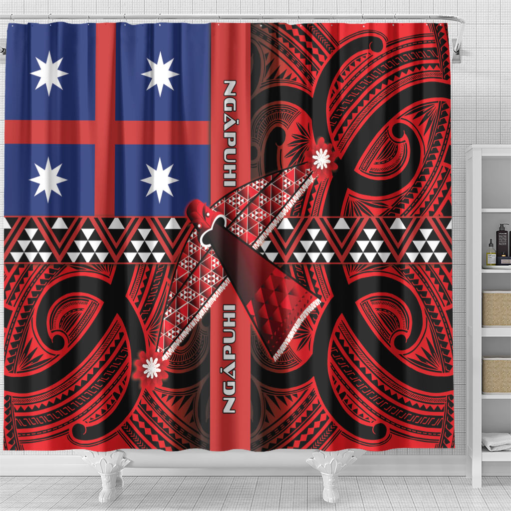 Aotearoa Iwi Ngapuhi Shower Curtain Tuhoronuku Kite United Tribes Flag Maori Pattern